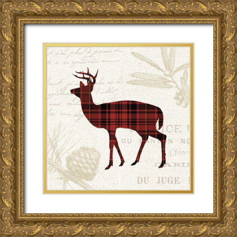 Plaid Lodge II Gold Ornate Wood Framed Art Print with Double Matting by Wild Apple Portfolio