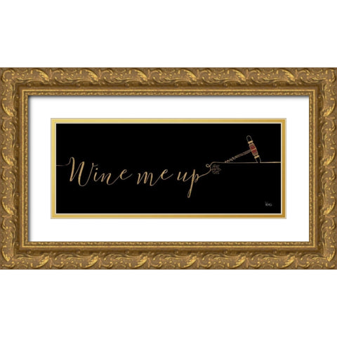 Underlined Wine III Black Gold Ornate Wood Framed Art Print with Double Matting by Charron, Veronique