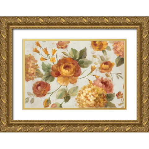 English Garden on Gray Crop Gold Ornate Wood Framed Art Print with Double Matting by Vassileva, Silvia