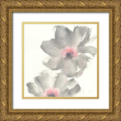 Gray Blush Cosmos II Gold Ornate Wood Framed Art Print with Double Matting by Paschke, Chris