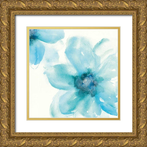 Teal Cosmos I Gold Ornate Wood Framed Art Print with Double Matting by Paschke, Chris