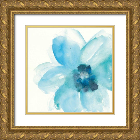 Teal Cosmos II Gold Ornate Wood Framed Art Print with Double Matting by Paschke, Chris