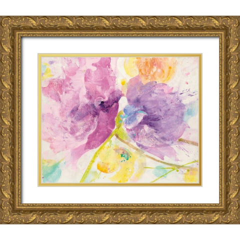 Spring Abstracts Florals I Gold Ornate Wood Framed Art Print with Double Matting by Hristova, Albena