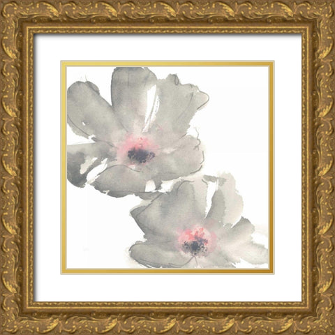 Gray Blush Cosmos I on White Gold Ornate Wood Framed Art Print with Double Matting by Paschke, Chris