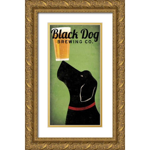 Black Dog Brewing Co on Green Gold Ornate Wood Framed Art Print with Double Matting by Fowler, Ryan