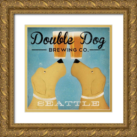 Double Dog Brewing Co Seattle Gold Ornate Wood Framed Art Print with Double Matting by Fowler, Ryan