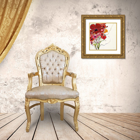 Crazy Daisy Gold Ornate Wood Framed Art Print with Double Matting by Griggs, Jan
