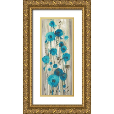 Roadside Flowers I Blue Crop Gold Ornate Wood Framed Art Print with Double Matting by Vassileva, Silvia