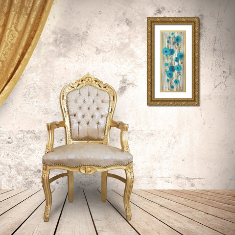 Roadside Flowers II Blue Crop Gold Ornate Wood Framed Art Print with Double Matting by Vassileva, Silvia