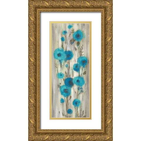 Roadside Flowers II Blue Crop Gold Ornate Wood Framed Art Print with Double Matting by Vassileva, Silvia