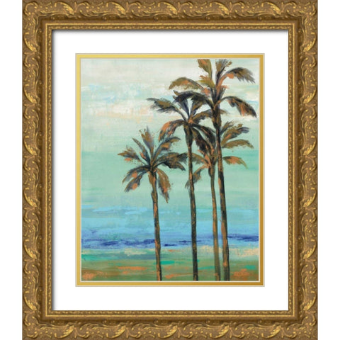 Copper Palms I Gold Ornate Wood Framed Art Print with Double Matting by Vassileva, Silvia