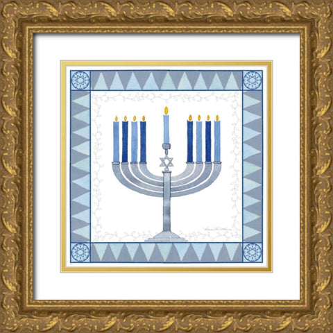 Celebrating Hanukkah III Gold Ornate Wood Framed Art Print with Double Matting by McKenna, Kathleen Parr