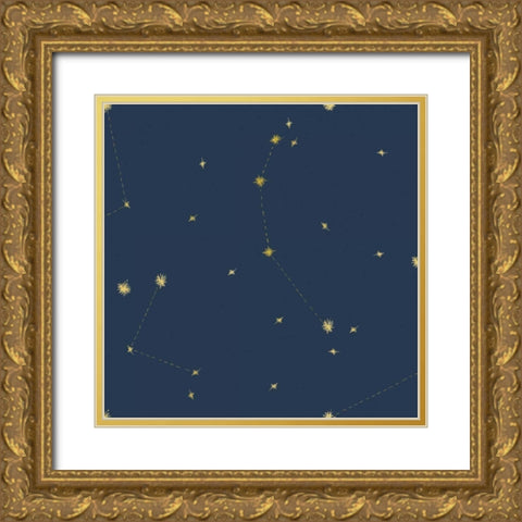 Night Sky Navy and Gold Pattern 05Ajpg Gold Ornate Wood Framed Art Print with Double Matting by Miller, Sara Zieve