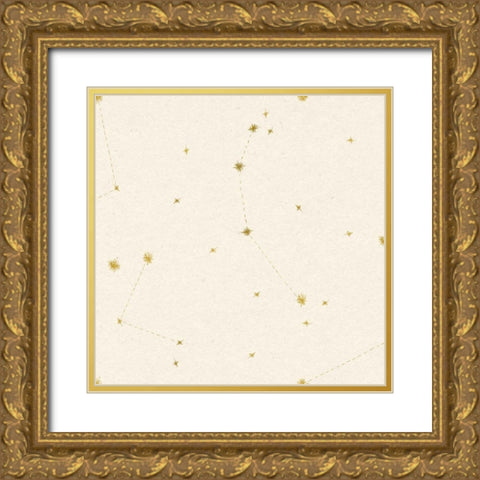 Night Sky Cream and Gold Pattern 05A Gold Ornate Wood Framed Art Print with Double Matting by Miller, Sara Zieve