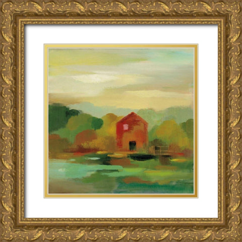 October Farm II v2 Gold Ornate Wood Framed Art Print with Double Matting by Vassileva, Silvia
