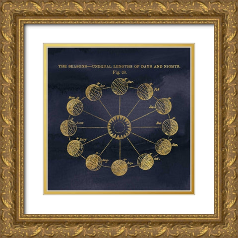 Geography of the Heavens VII Blue Gold Gold Ornate Wood Framed Art Print with Double Matting by Wild Apple Portfolio