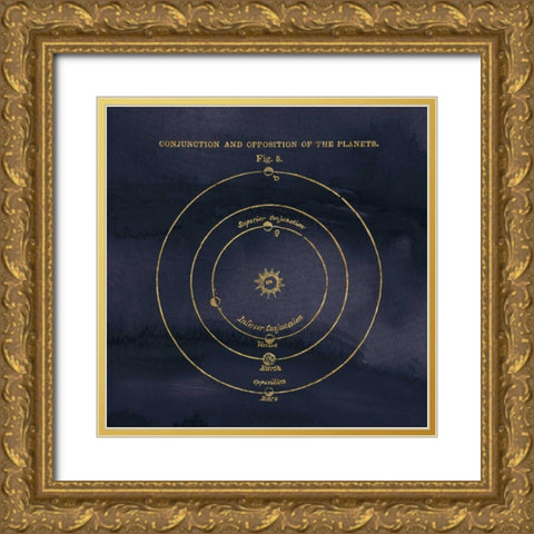 Geography of the Heavens X Blue Gold Gold Ornate Wood Framed Art Print with Double Matting by Wild Apple Portfolio