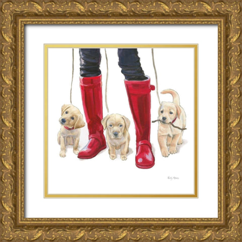 Furry Fashion Friends I Gold Ornate Wood Framed Art Print with Double Matting by Adams, Emily