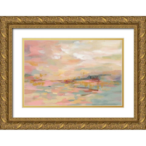 Pink Waves Gold Ornate Wood Framed Art Print with Double Matting by Vassileva, Silvia
