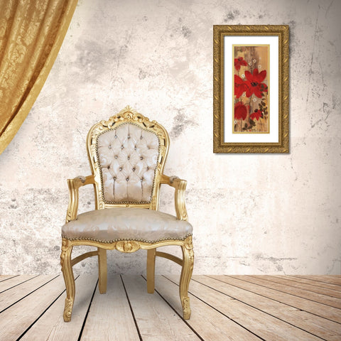 Floral Symphony Red II Gold Ornate Wood Framed Art Print with Double Matting by Vassileva, Silvia