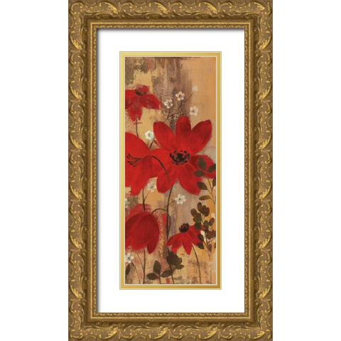 Floral Symphony Red II Gold Ornate Wood Framed Art Print with Double Matting by Vassileva, Silvia