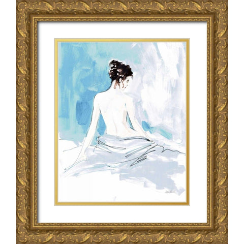 Nude I Blue Gold Ornate Wood Framed Art Print with Double Matting by Tavoletti, Anne