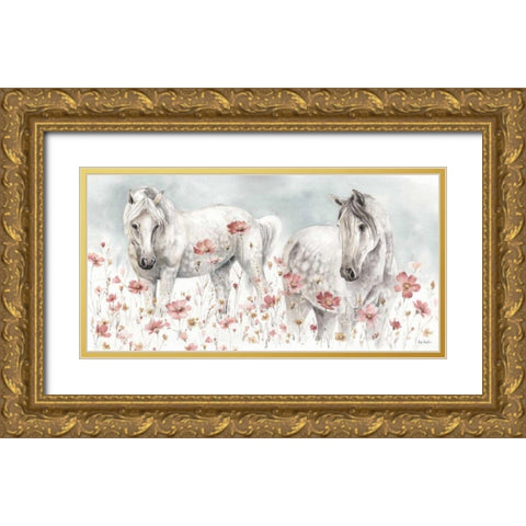 Wild Horses III Gold Ornate Wood Framed Art Print with Double Matting by Audit, Lisa