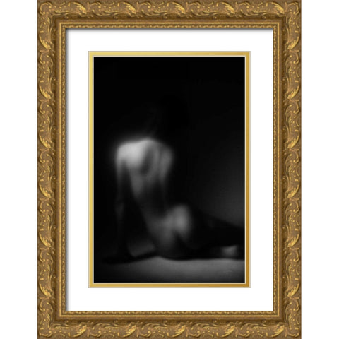 Silhouette Gold Ornate Wood Framed Art Print with Double Matting by Aledanda