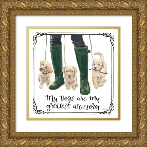 Furry Fashion Friends I My Dogs Gold Ornate Wood Framed Art Print with Double Matting by Adams, Emily