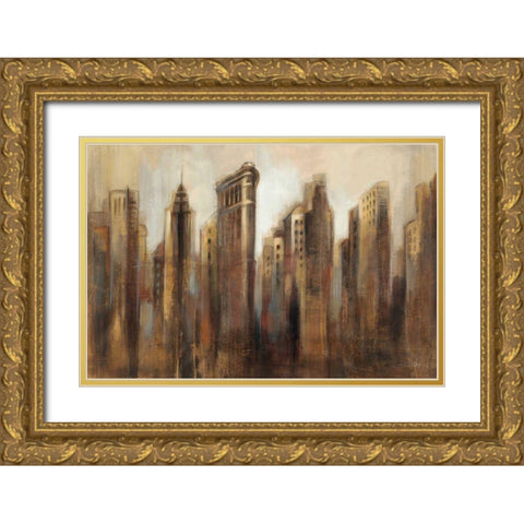 Flatiron Skyline Gold Ornate Wood Framed Art Print with Double Matting by Vassileva, Silvia