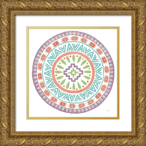 Lovely Llamas Mandala II on White Gold Ornate Wood Framed Art Print with Double Matting by Urban, Mary