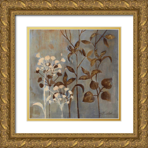 Branches in Dusty Blue II Gold Ornate Wood Framed Art Print with Double Matting by Vassileva, Silvia