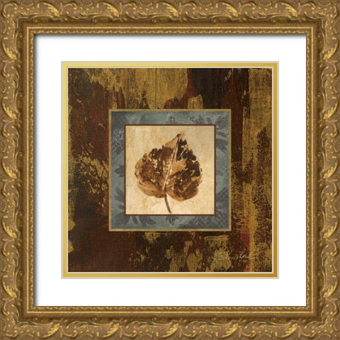 Autumn Leaf Square I Gold Ornate Wood Framed Art Print with Double Matting by Vassileva, Silvia