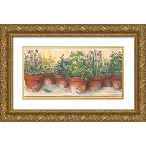 Country Herbs Gold Ornate Wood Framed Art Print with Double Matting by Rowan, Carol