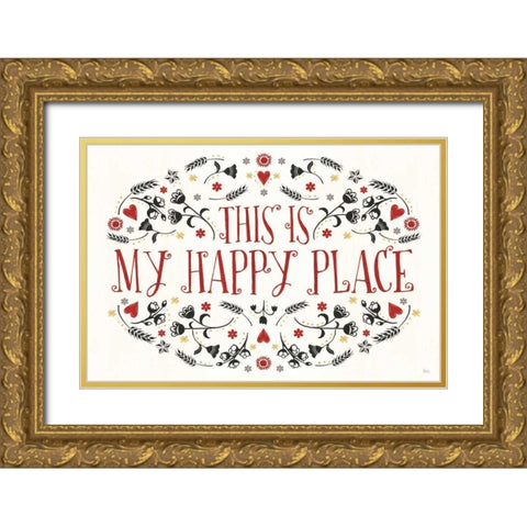 Otomi Farm I Gold Ornate Wood Framed Art Print with Double Matting by Charron, Veronique