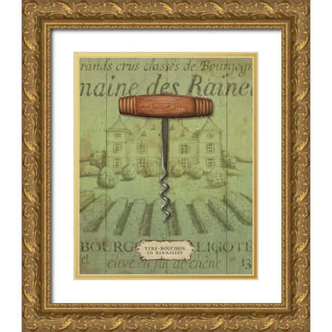 Antique Corkscrew I Green Gold Ornate Wood Framed Art Print with Double Matting by Brissonnet, Daphne
