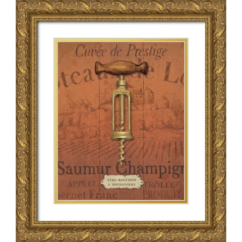 Antique Corkscrew II Red Gold Ornate Wood Framed Art Print with Double Matting by Brissonnet, Daphne