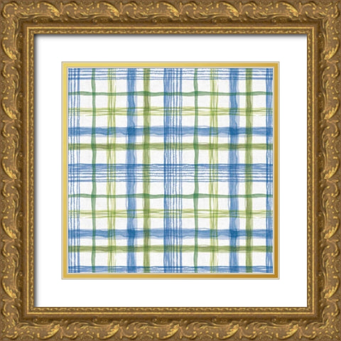 Blue and Green Garden Step 07 Gold Ornate Wood Framed Art Print with Double Matting by Audit, Lisa