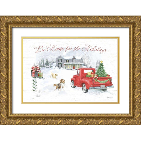 Farmhouse Holidays VI Gold Ornate Wood Framed Art Print with Double Matting by Grove, Beth