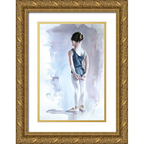First Day at Ballet Gold Ornate Wood Framed Art Print with Double Matting by Wild Apple Graphics