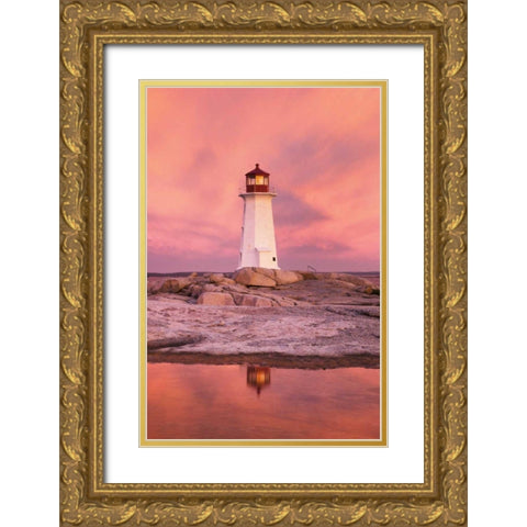Peggys Cove Gold Ornate Wood Framed Art Print with Double Matting by Majchrowicz, Alan