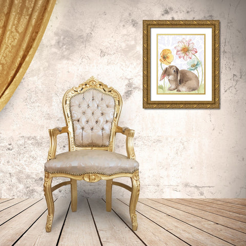 Spring Softies Bunnies III Purple Gold Ornate Wood Framed Art Print with Double Matting by Audit, Lisa