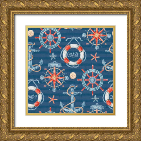 Nautical Life Step 01B Gold Ornate Wood Framed Art Print with Double Matting by Audit, Lisa