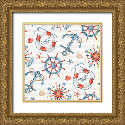 Nautical Life Step 02A Gold Ornate Wood Framed Art Print with Double Matting by Audit, Lisa