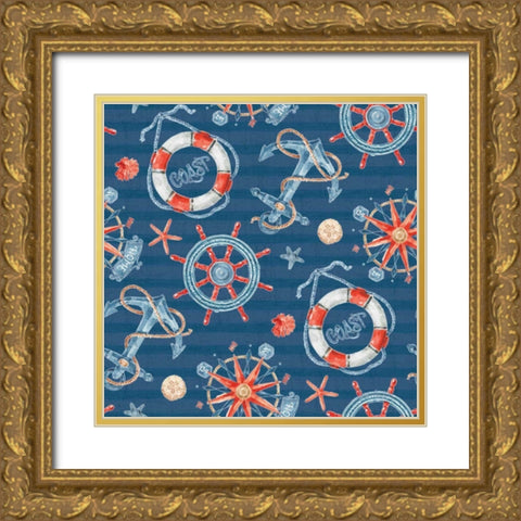 Nautical Life Step 02B Gold Ornate Wood Framed Art Print with Double Matting by Audit, Lisa