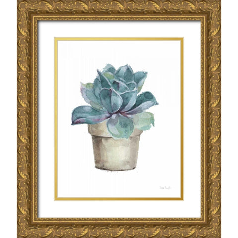 Mixed Greens Succulent IV Gold Ornate Wood Framed Art Print with Double Matting by Audit, Lisa