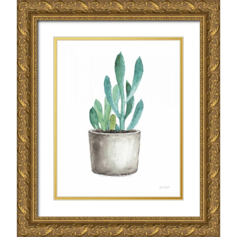 Mixed Greens Succulent V Gold Ornate Wood Framed Art Print with Double Matting by Audit, Lisa
