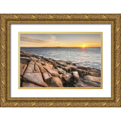 Acadia Sunrise Gold Ornate Wood Framed Art Print with Double Matting by Majchrowicz, Alan