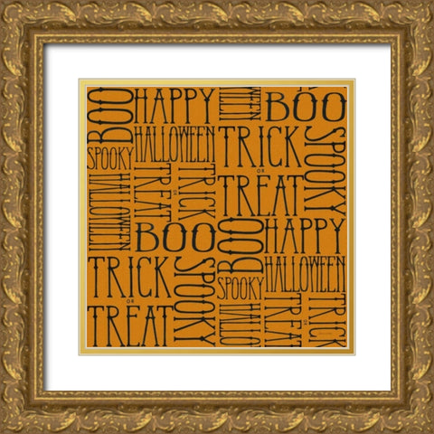 Vintage Halloween Pattern I Gold Ornate Wood Framed Art Print with Double Matting by Miller, Sara Zieve