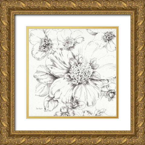 Summer Bloom III BW Gold Ornate Wood Framed Art Print with Double Matting by Audit, Lisa